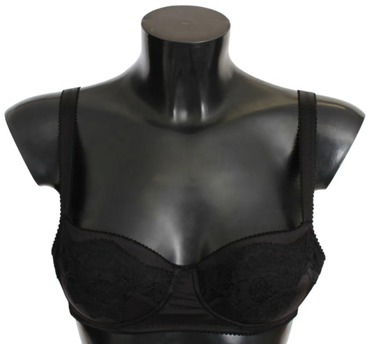 Black Silk Lace Balconcino Bra Underwear - The Luxe Alliance