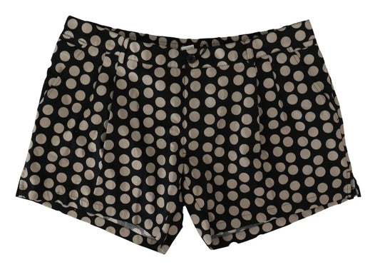 Black White Polka Dots Cotton Linen Shorts - The Luxe Alliance