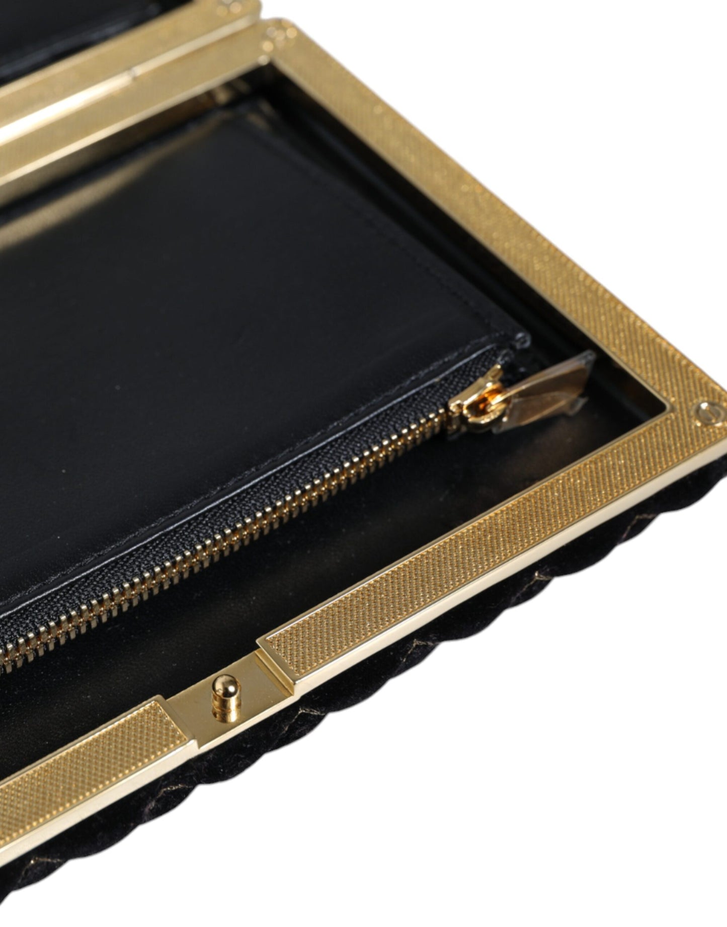  - Bordeaux Black Velvet Gold Frame Clutch Evening Purse Bag