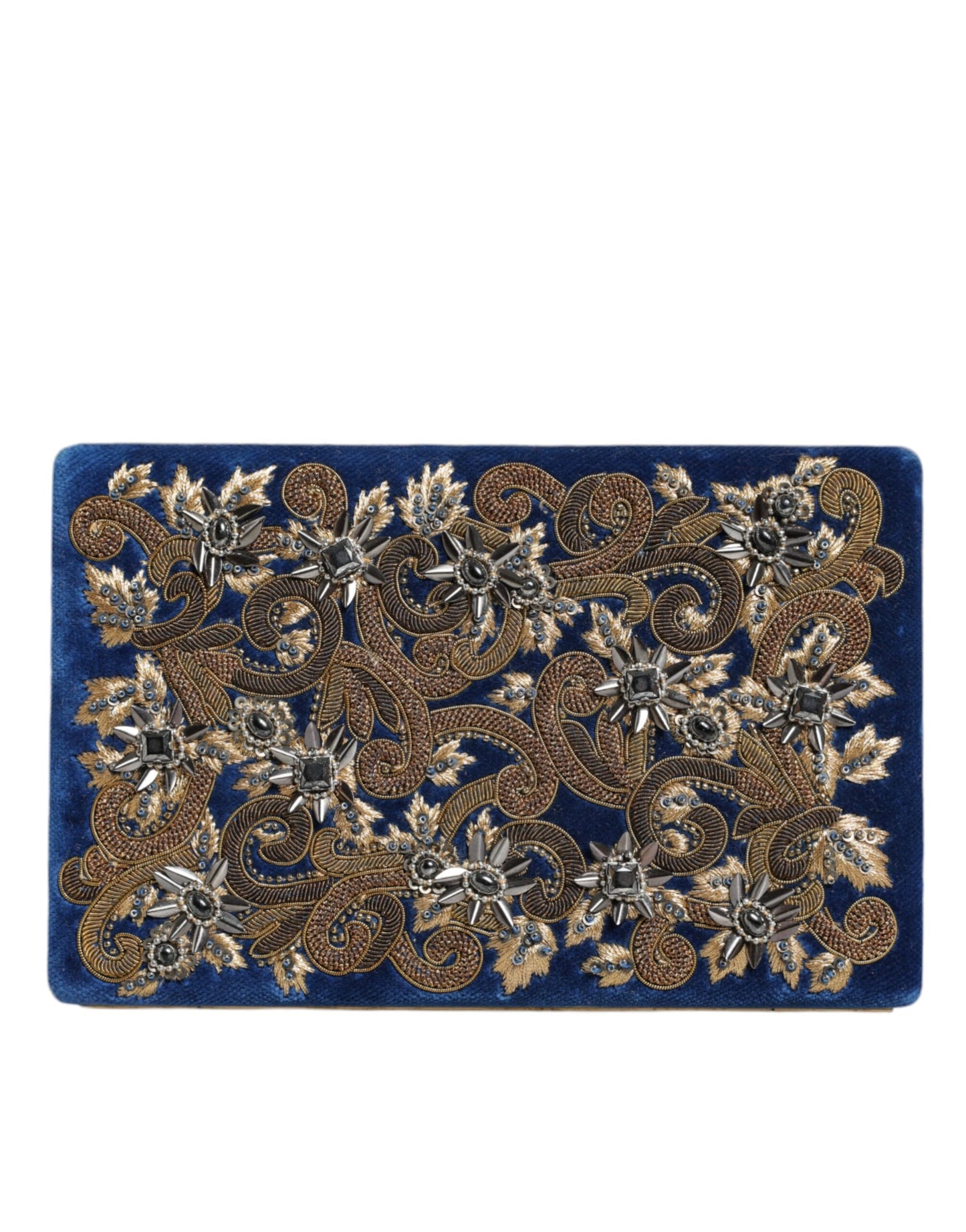  - Blue Velvet Gold Frame Clutch Evening Party Purse Bag