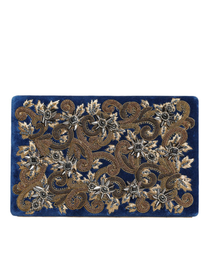  - Blue Velvet Gold Frame Clutch Evening Party Purse Bag