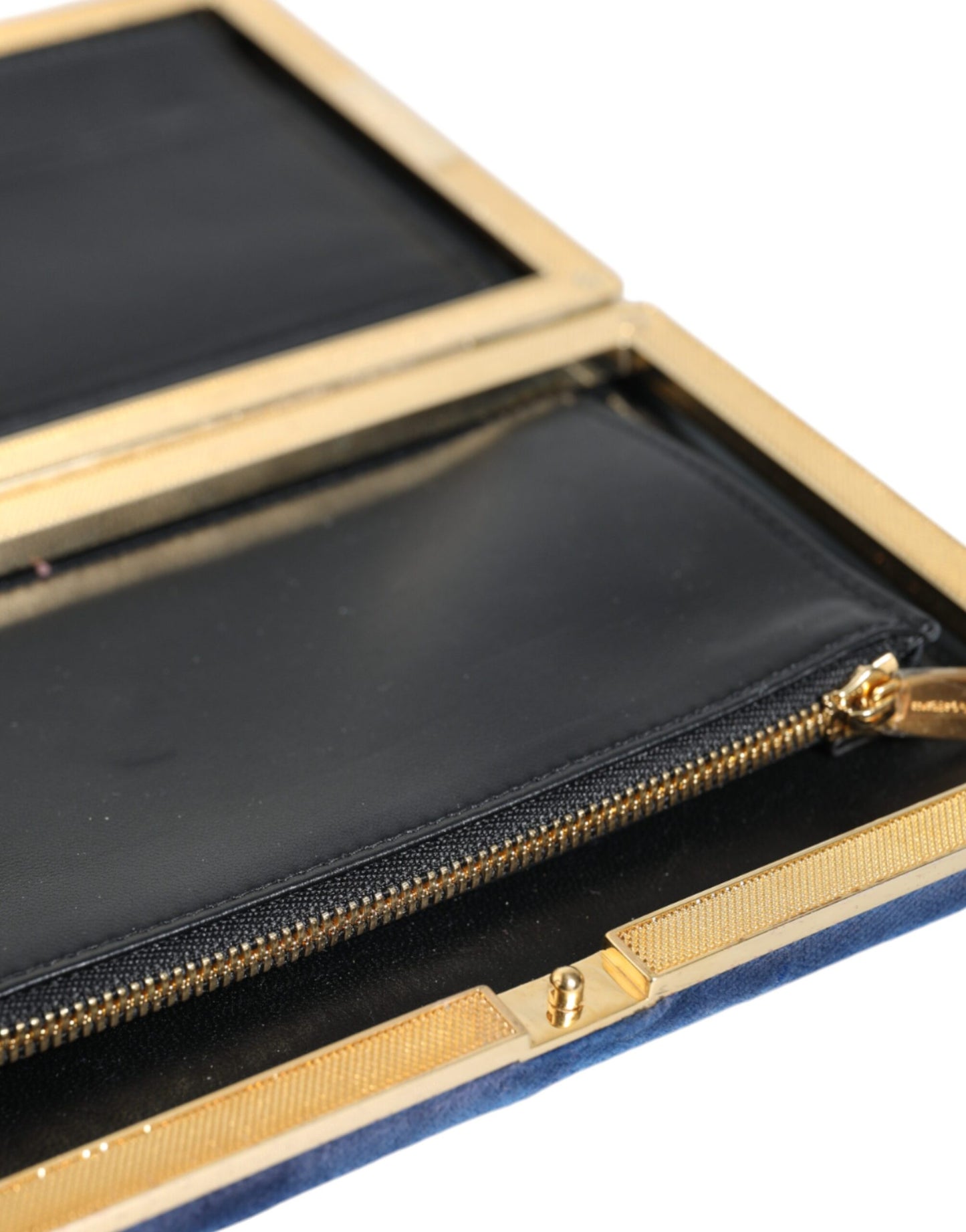  - Blue Velvet Gold Frame Clutch Evening Party Purse Bag