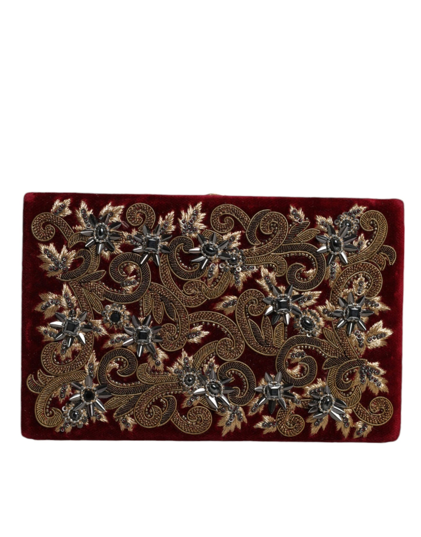  - Red Velvet Gold Frame Clutch Evening Party Purse Bag