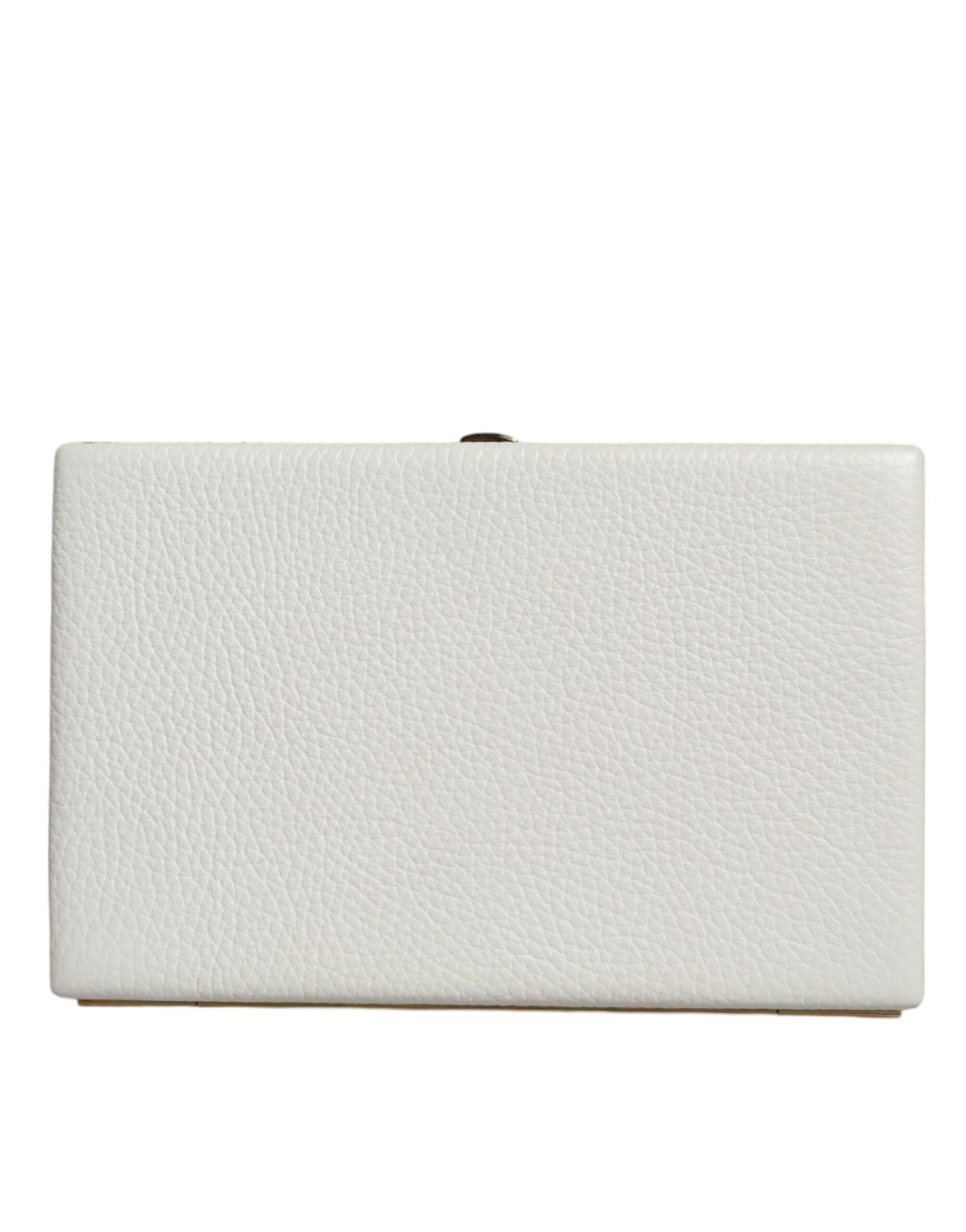  - White Leather Gold Frame Clutch Evening Party Purse Bag