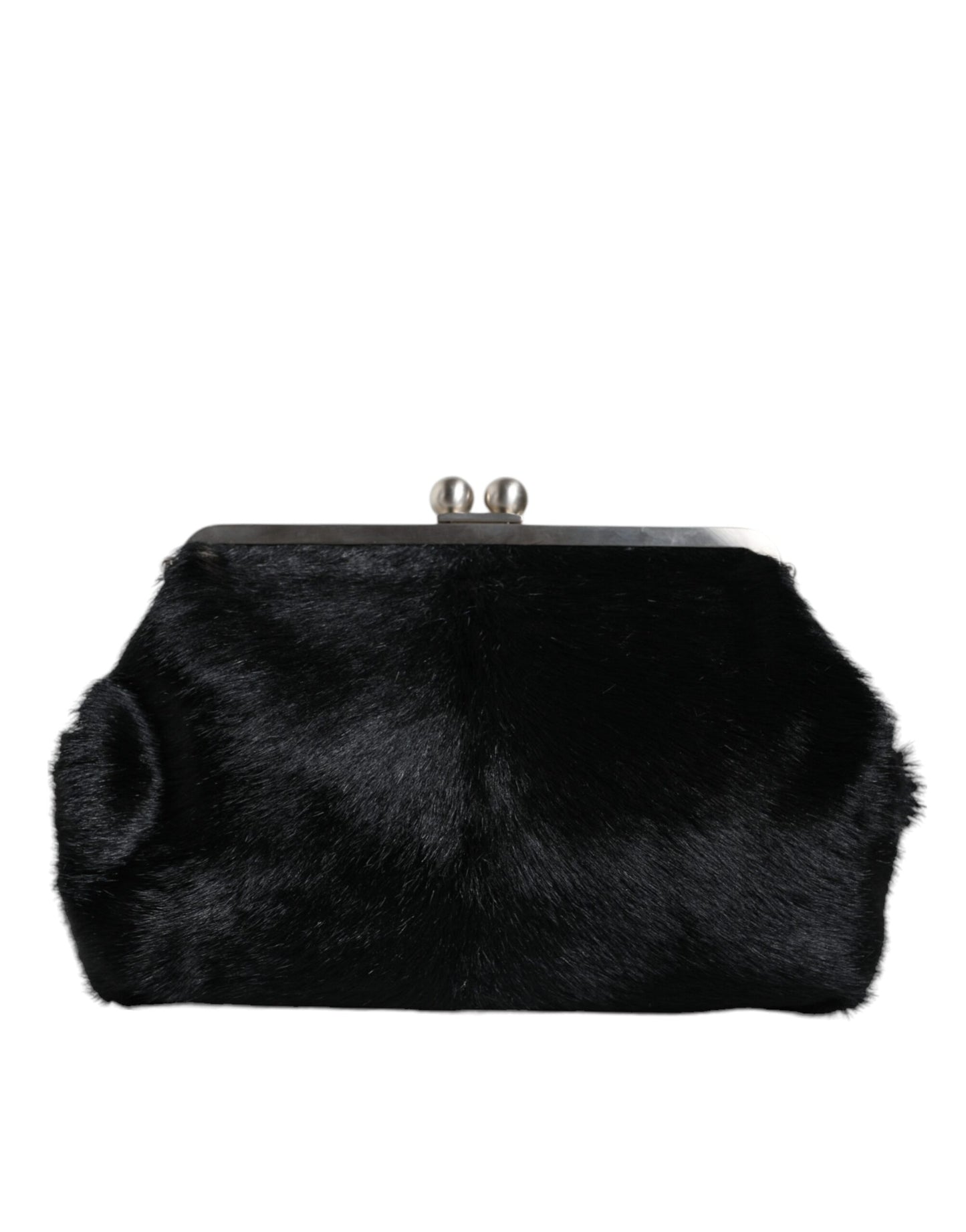  - Black Fur Handbag Clutch Purse Pouch Bag