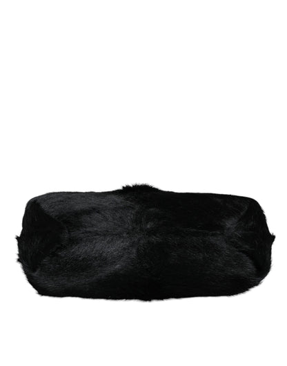  - Black Fur Handbag Clutch Purse Pouch Bag