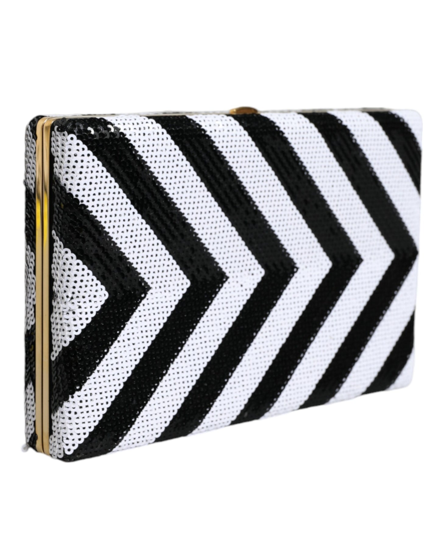  - Black White Gold Frame Clutch Evening Party Purse Bag