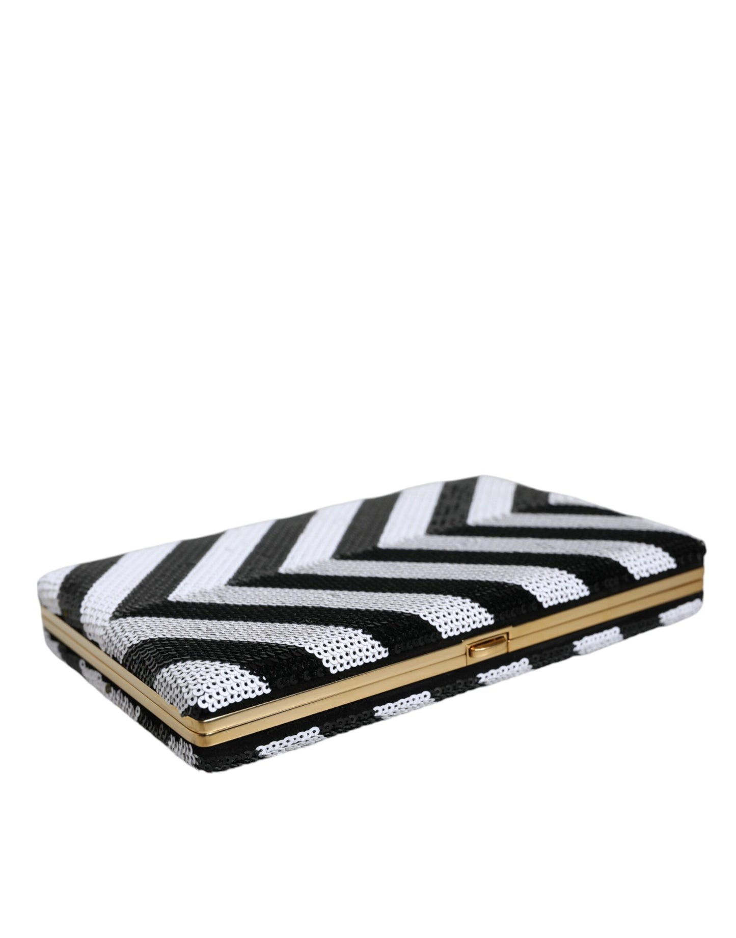  - Black White Gold Frame Clutch Evening Party Purse Bag