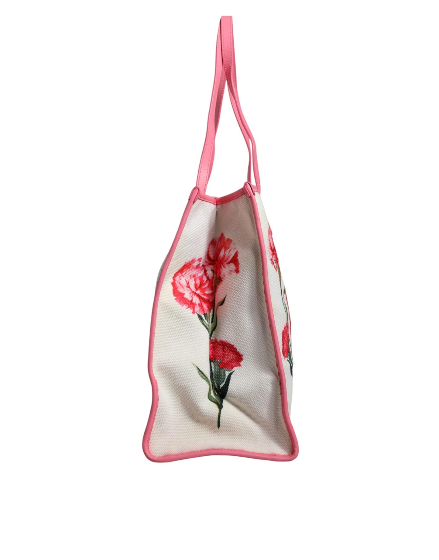  - White Canvas Rose Embroidery Women Shopping Tote Bag