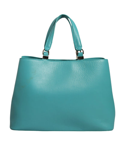  - Green Leather Women Shopping Tote Top Handle Bag