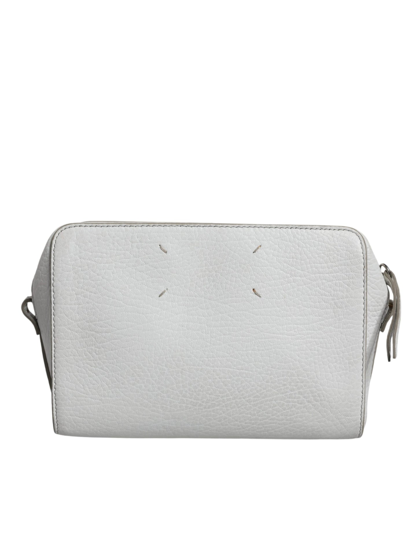  - White Leather Large Pouch Zip Handbag Women Bag