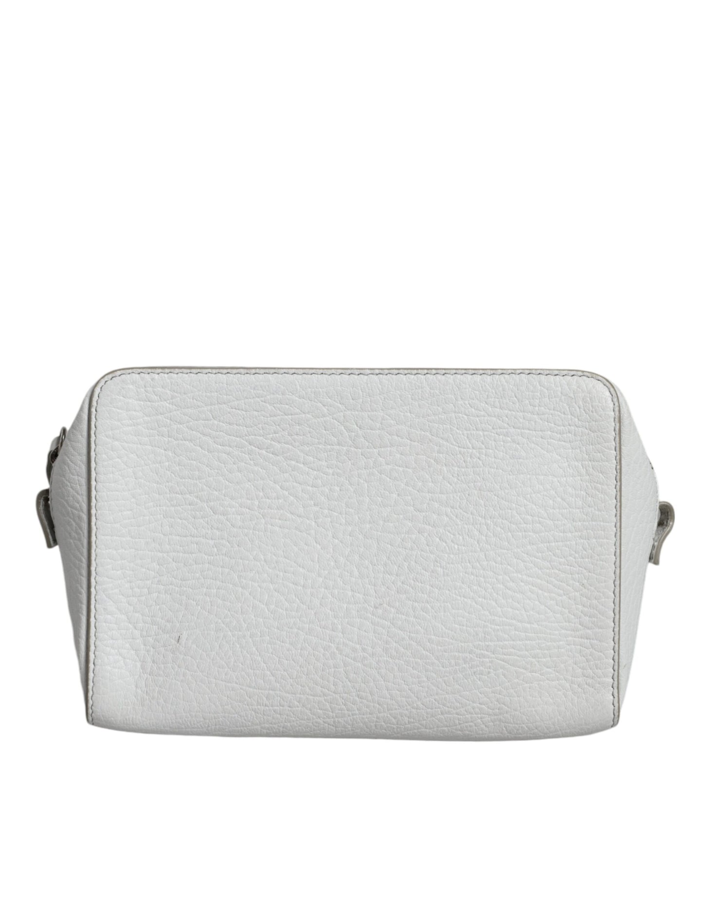  - White Leather Large Pouch Zip Handbag Women Bag