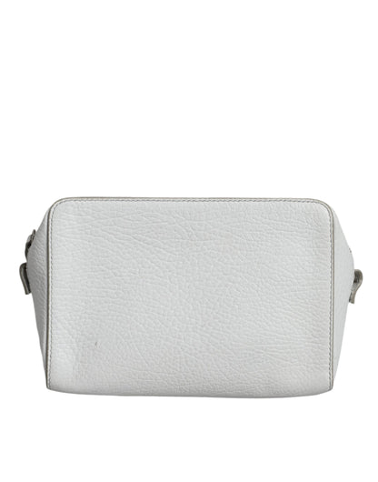  - White Leather Large Pouch Zip Handbag Women Bag