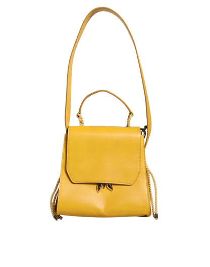  - Yellow Leather Shoulder Strap Top Handle Bag