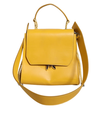  - Yellow Leather Shoulder Strap Top Handle Bag