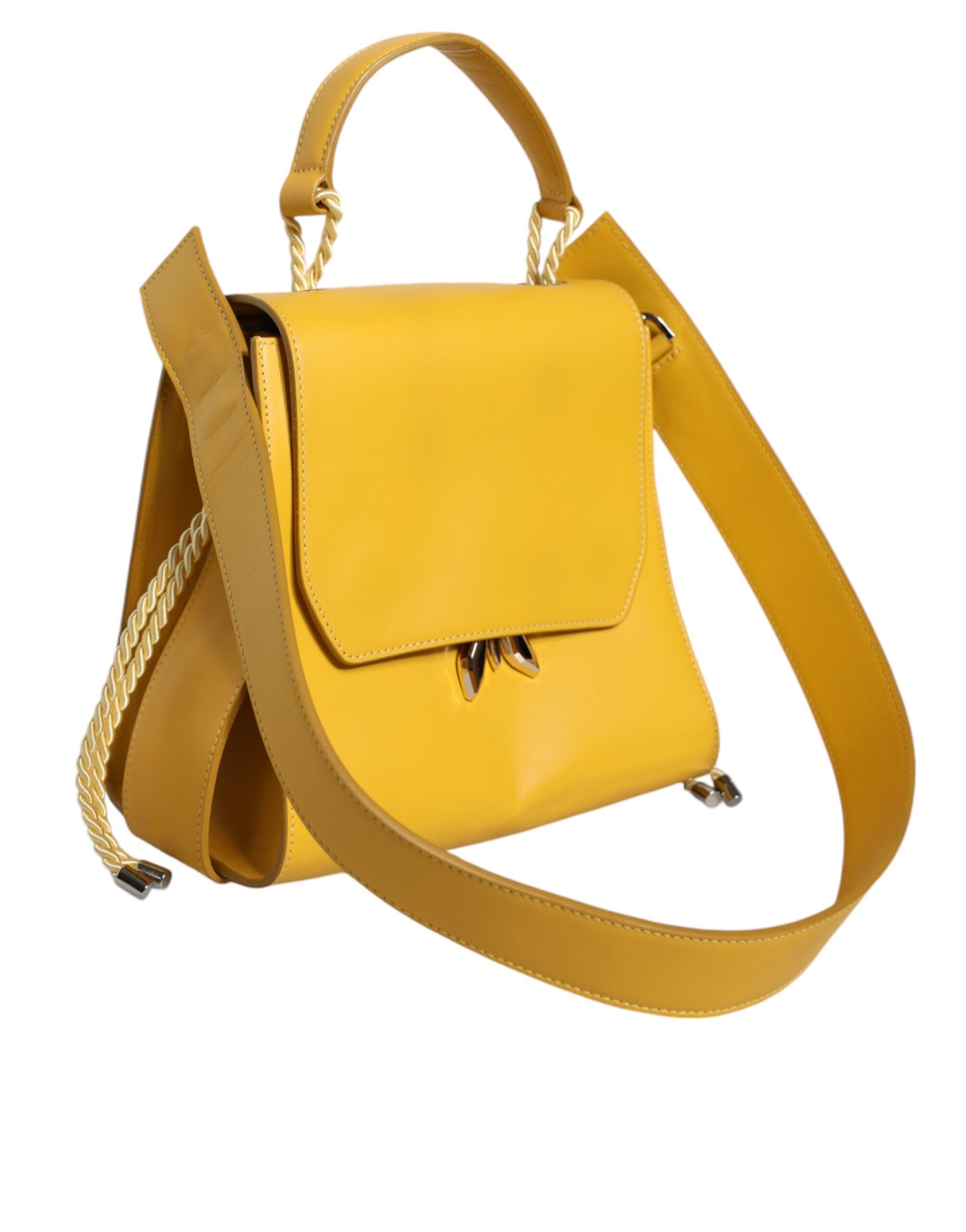  - Yellow Leather Shoulder Strap Top Handle Bag