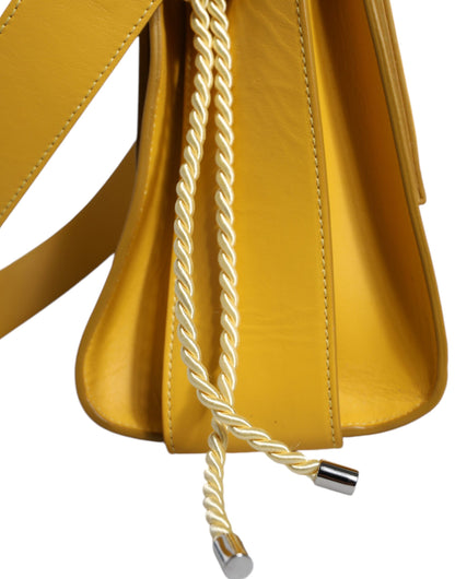  - Yellow Leather Shoulder Strap Top Handle Bag