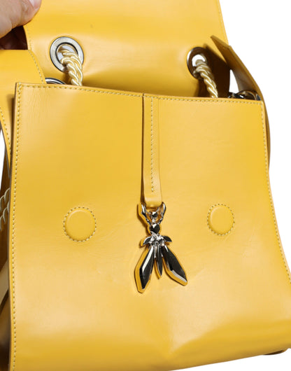  - Yellow Leather Shoulder Strap Top Handle Bag