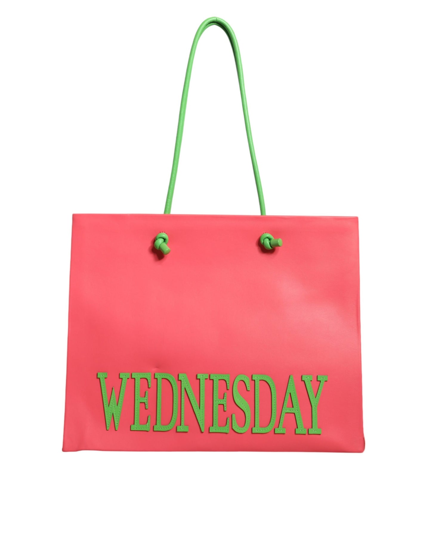  - Pink Leather Weekend Wednesday Shopping Tote Bag