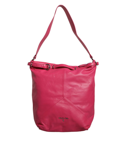  - Fuchsia Pink Leather Shoulder Purse Tote Bag