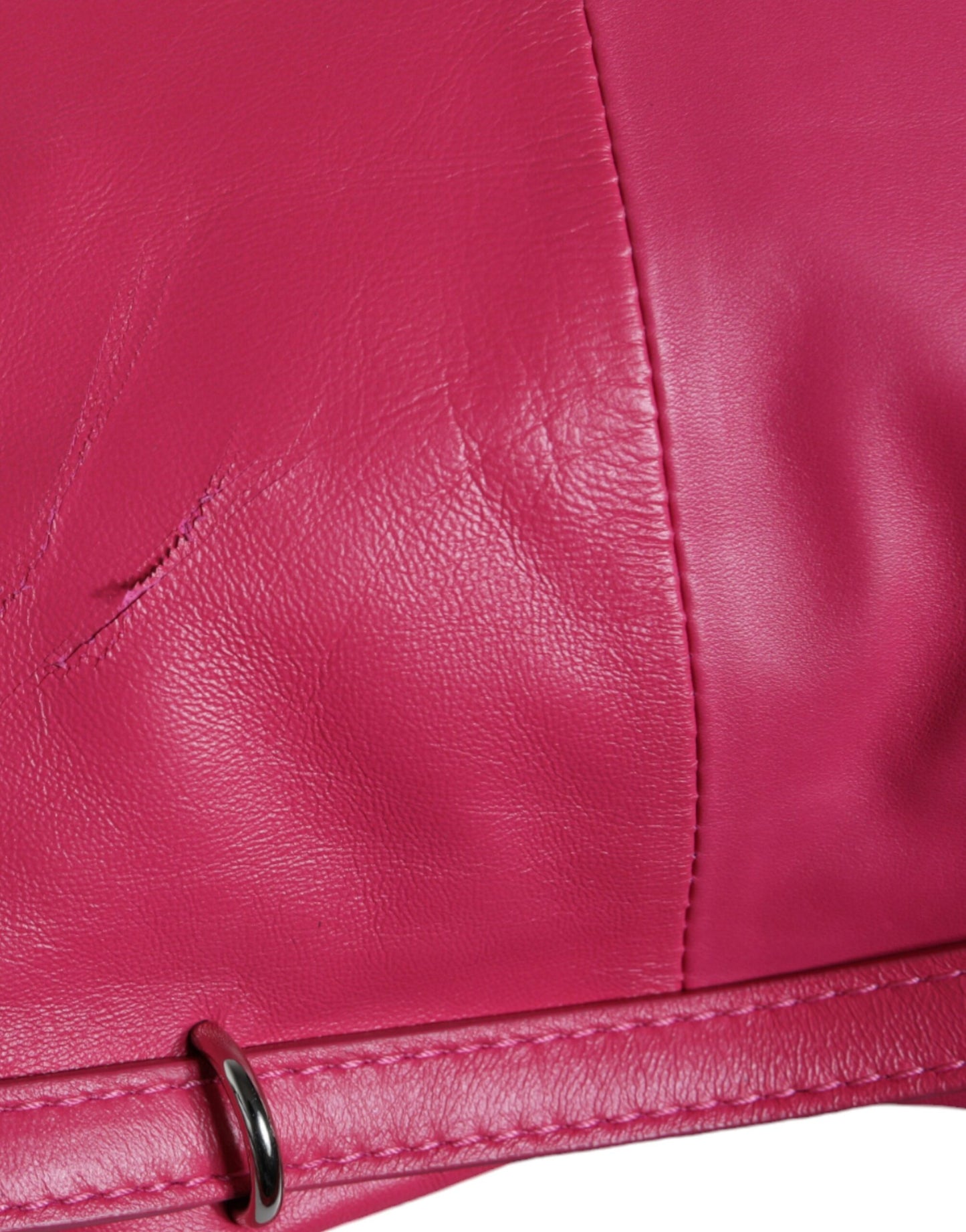  - Fuchsia Pink Leather Shoulder Purse Tote Bag