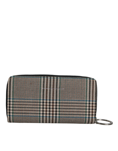  - Multicolor Houndstooth Continental Zip Around Clutch Wallet