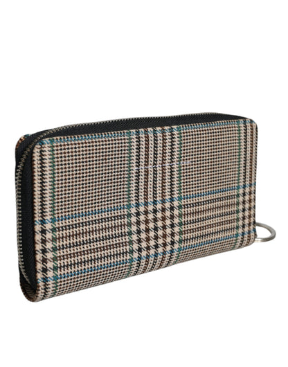  - Multicolor Houndstooth Continental Zip Around Clutch Wallet