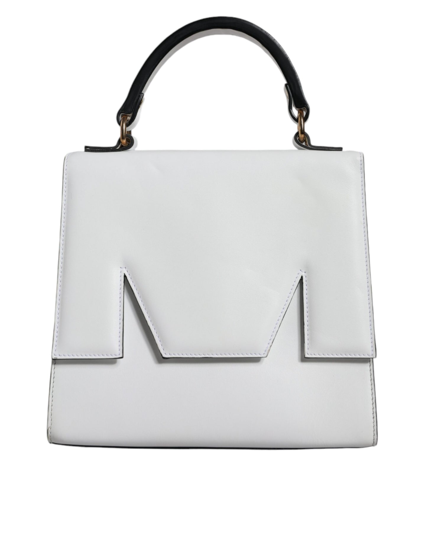  - White Bovine Leather Top Handle Handbag Satchel Purse Bag