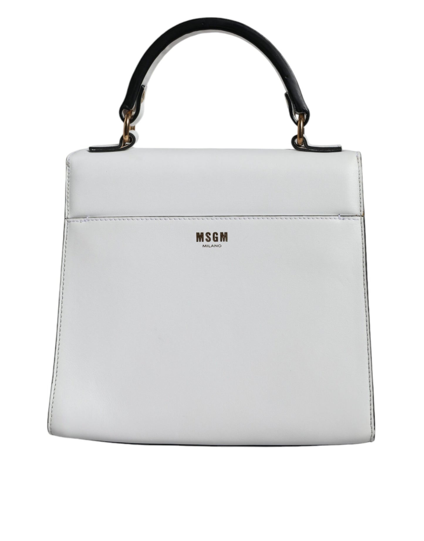  - White Bovine Leather Top Handle Handbag Satchel Purse Bag