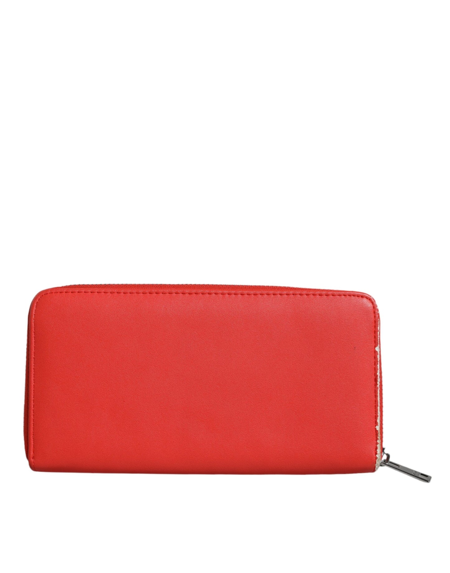  - Red Leather Continental Zip Around Card Holder Bifold Clutch Wallet