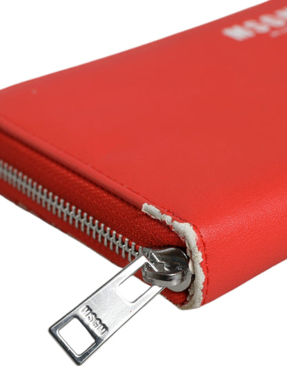  - Red Leather Continental Zip Around Card Holder Bifold Clutch Wallet