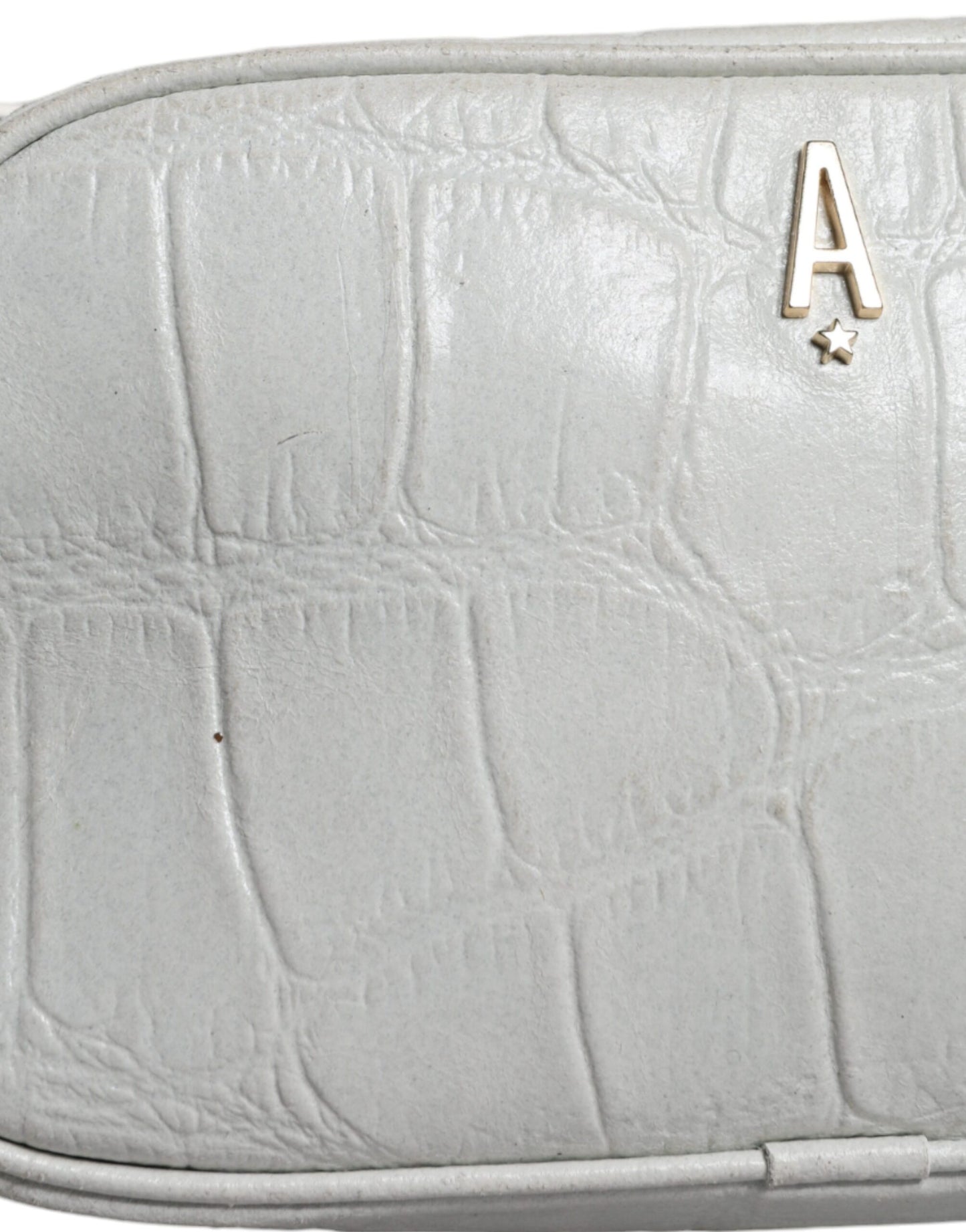  - White Croc Print Leather Crossbody Sling Bag