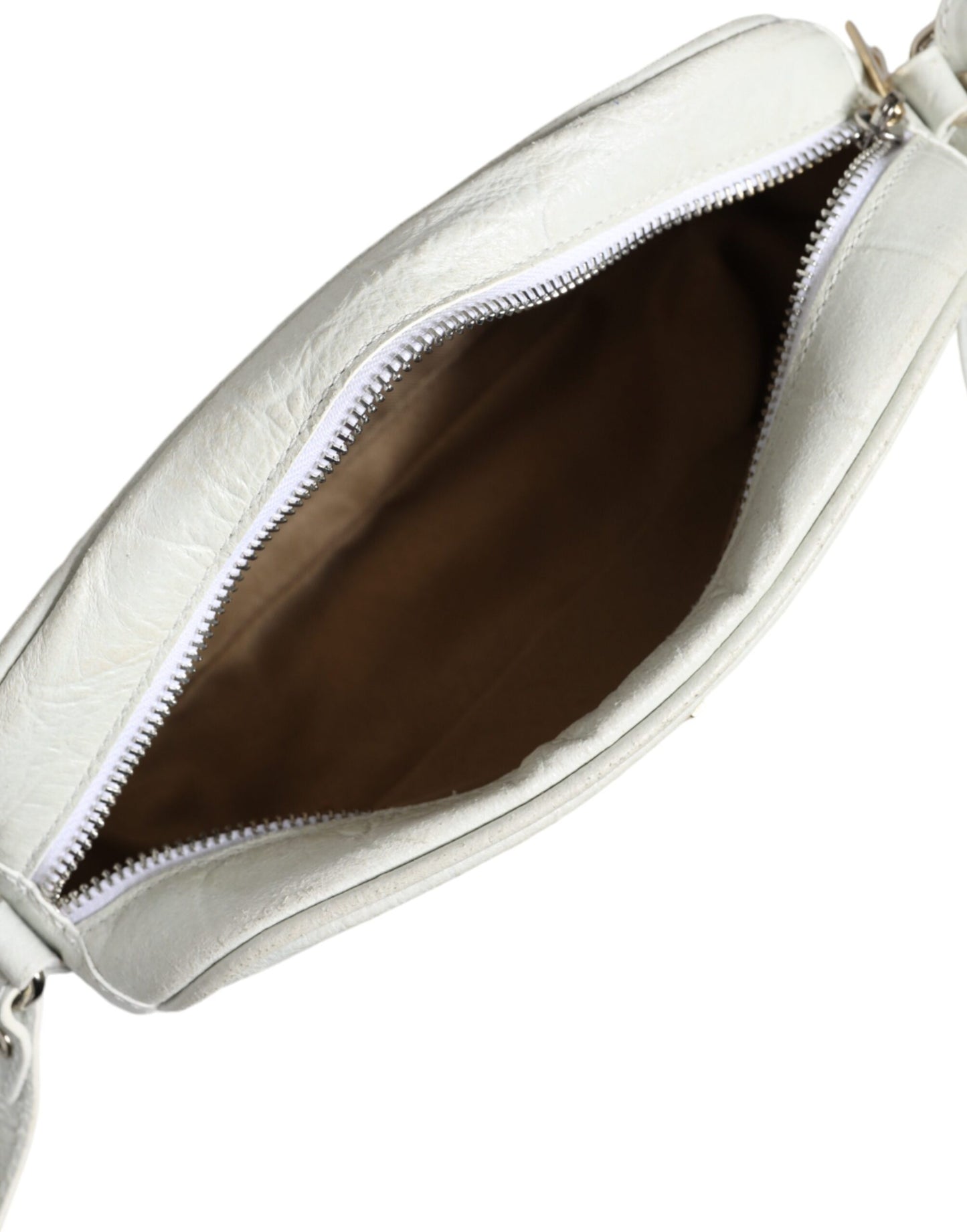  - White Croc Print Leather Crossbody Sling Bag