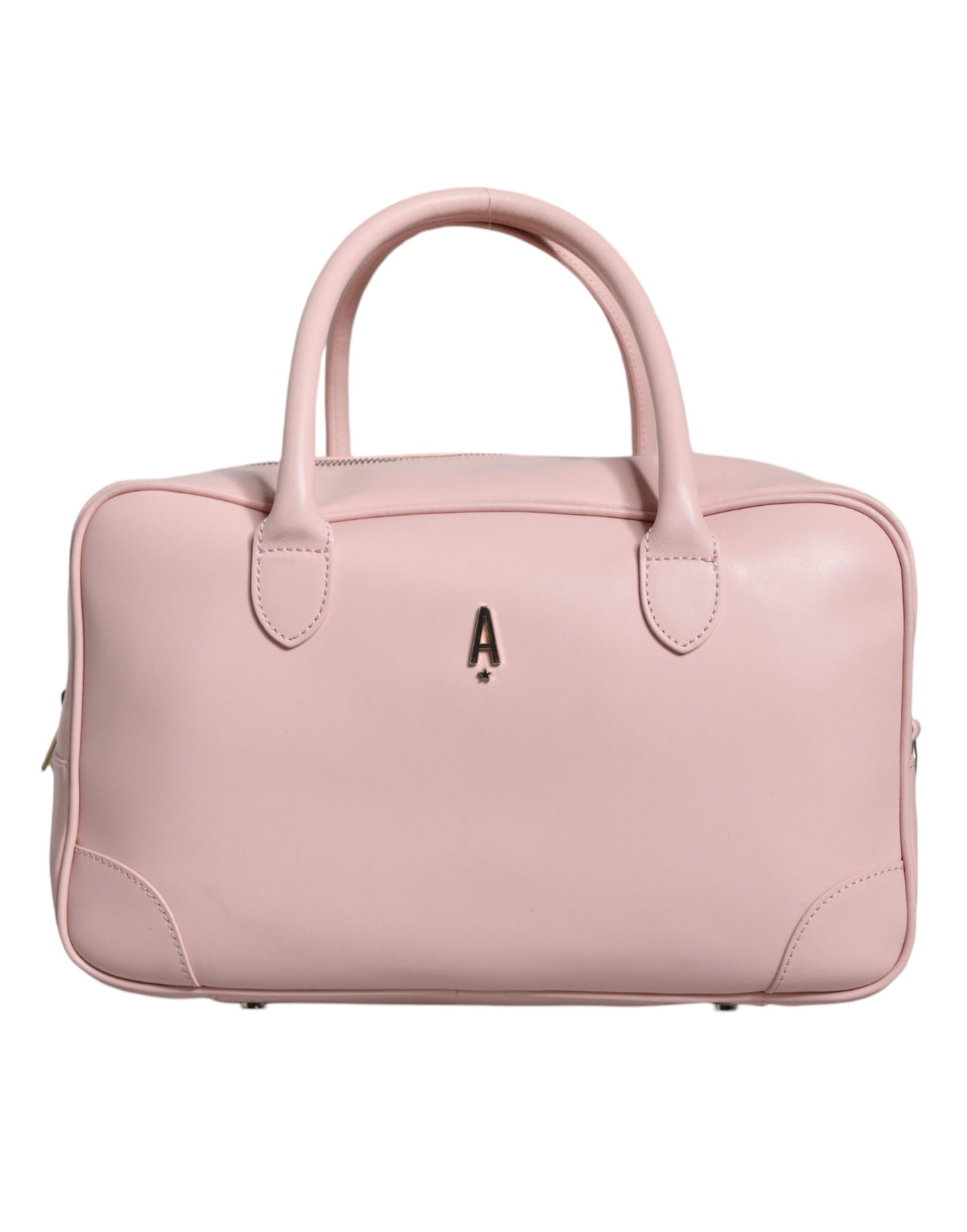  - Pink Leather Logo Top Handle Duffel Handbag Women Bag