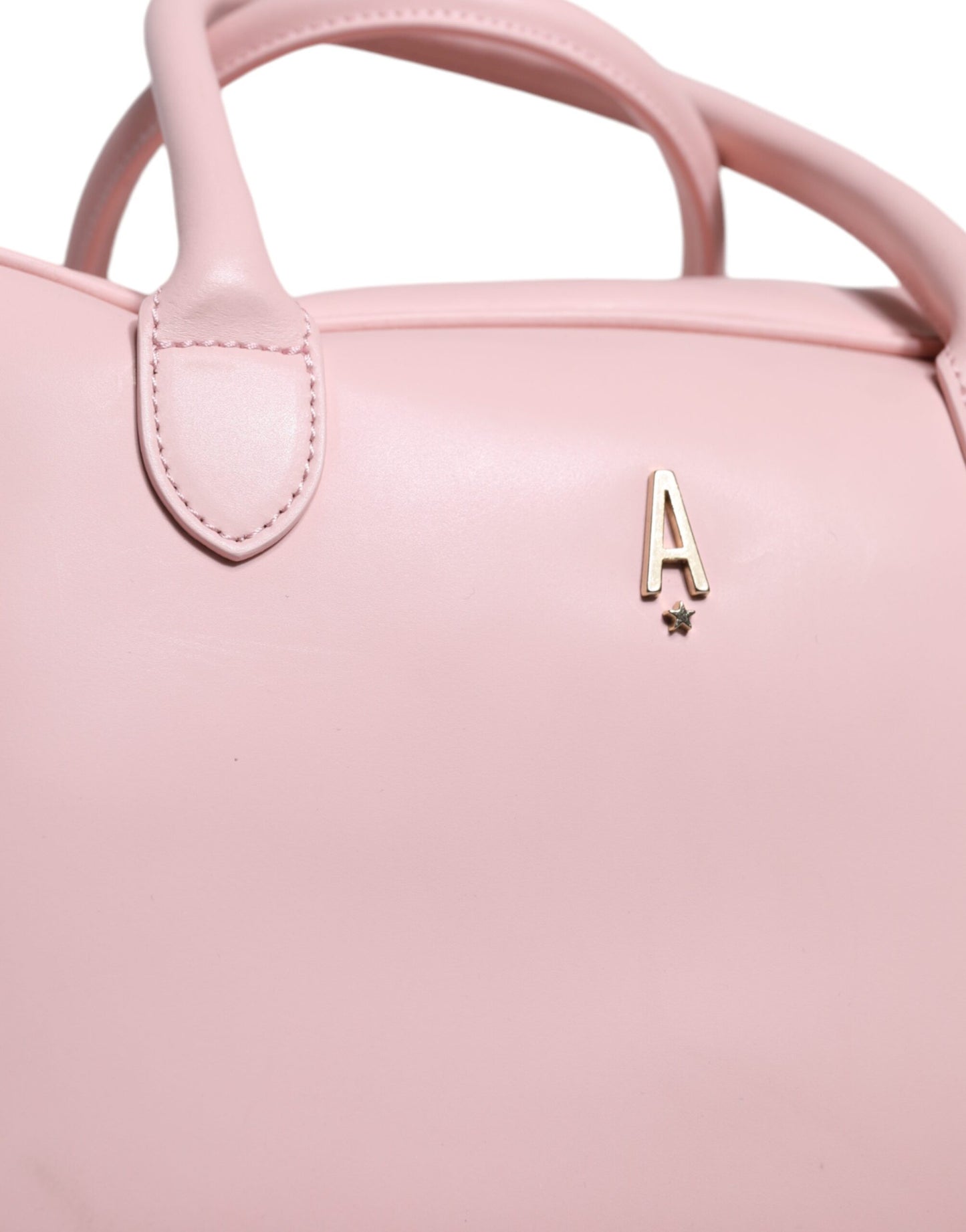  - Pink Leather Logo Top Handle Duffel Handbag Women Bag