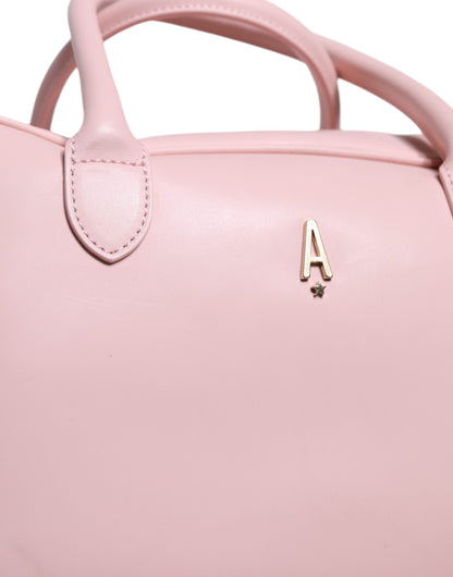  - Pink Leather Logo Top Handle Duffel Handbag Women Bag