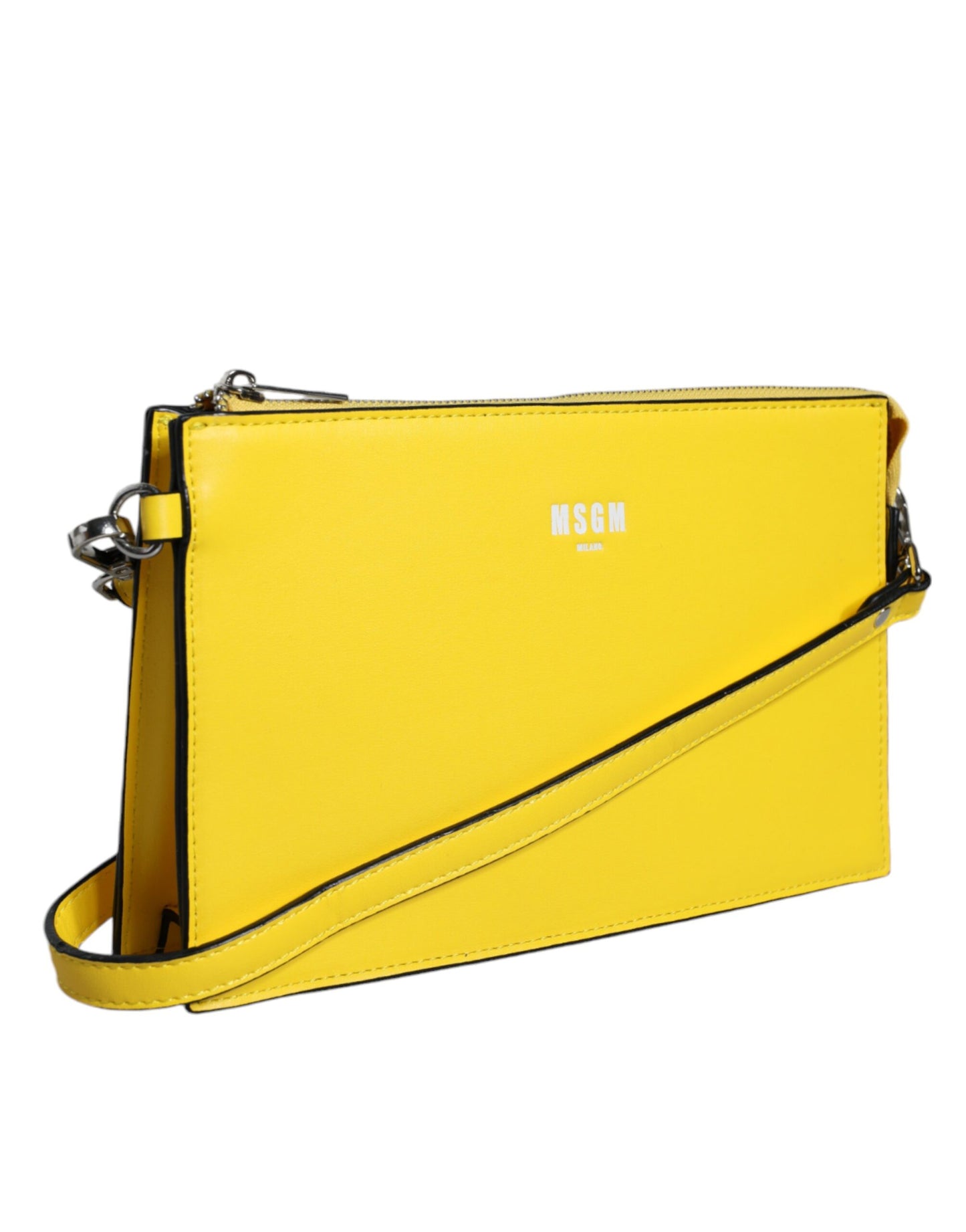  - Yellow Leather Logo Crossbody Sling Shoulder Bag