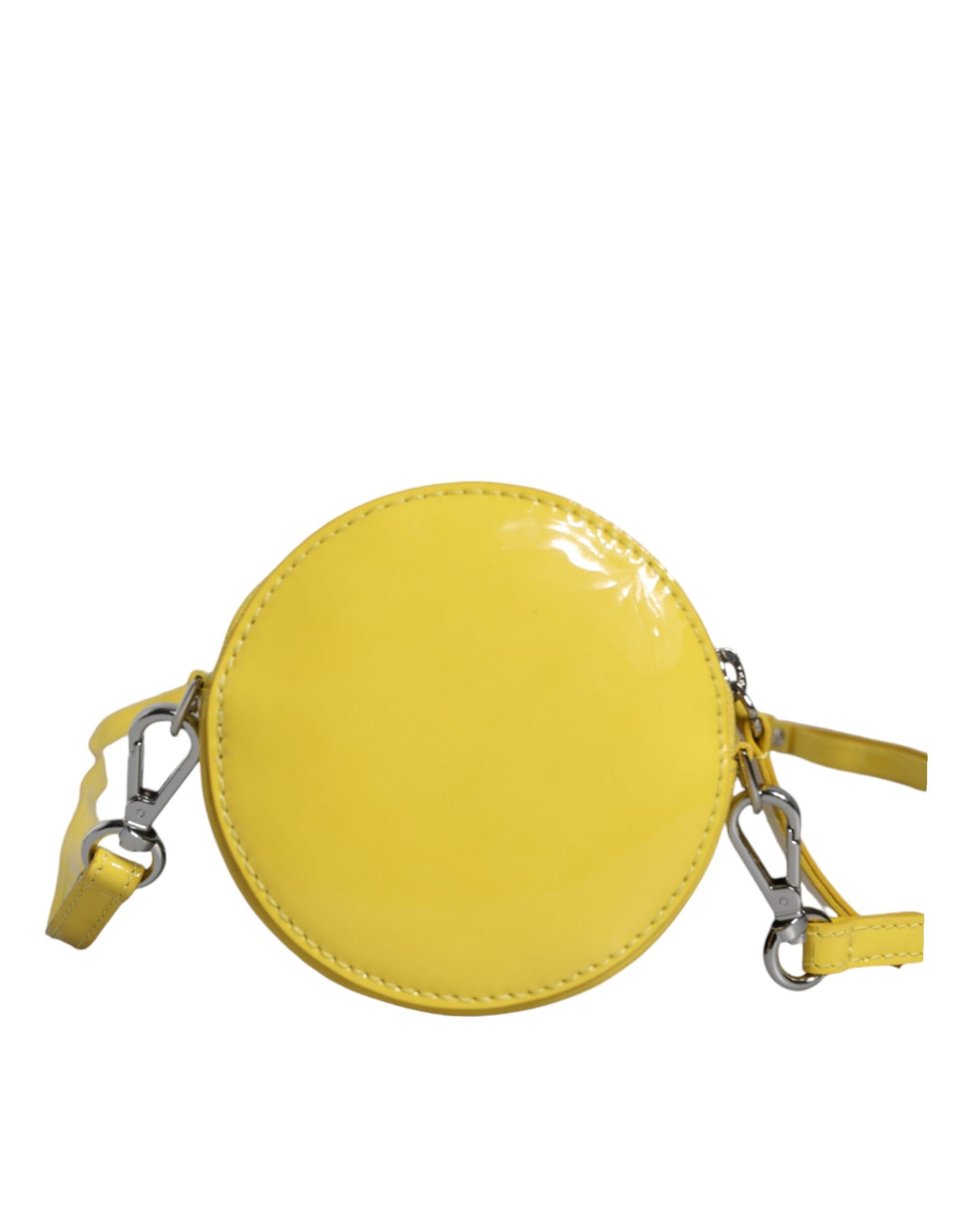  - Yellow Leather Logo Crossbody Sling Shoulder Round Bag