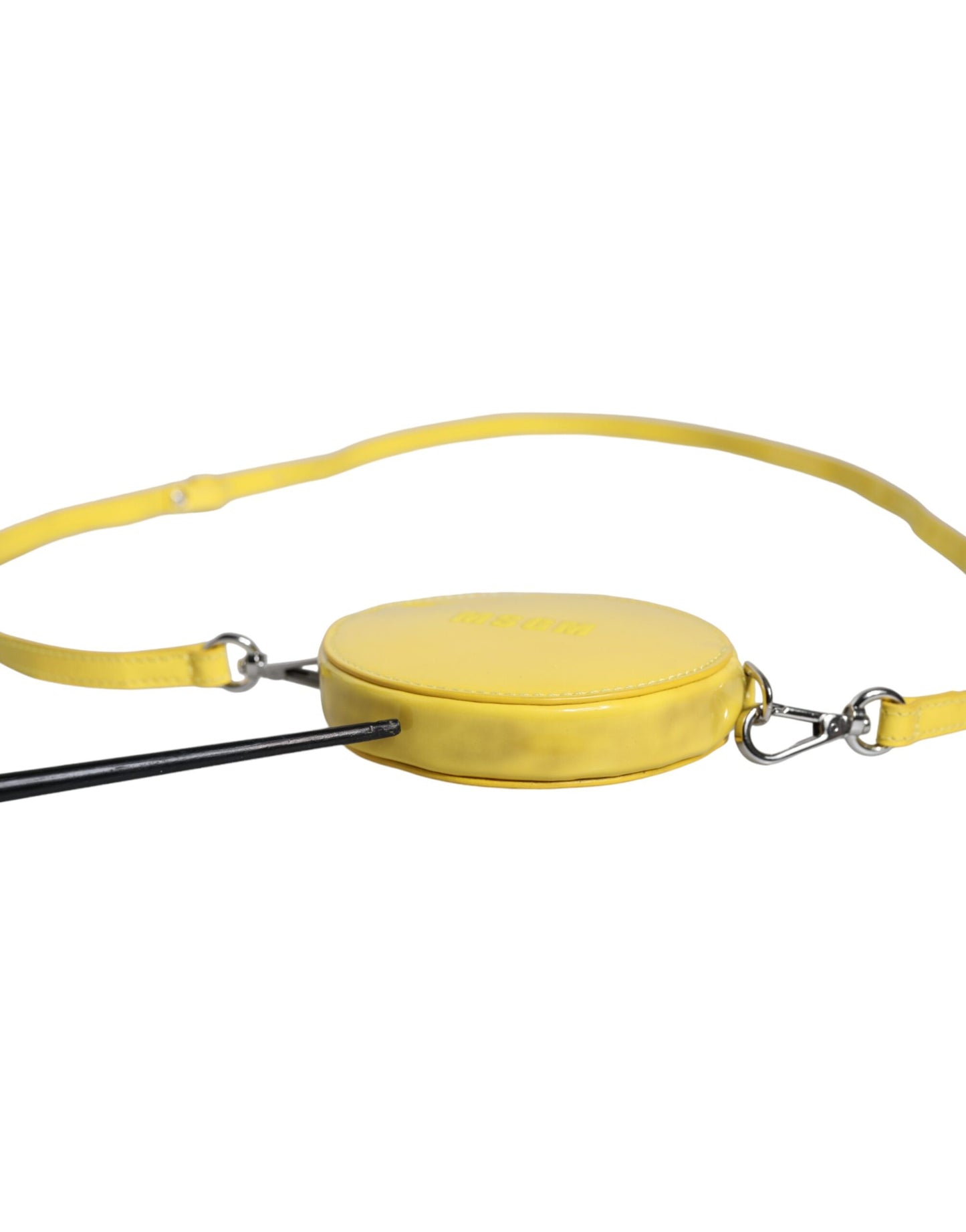  - Yellow Leather Logo Crossbody Sling Shoulder Round Bag