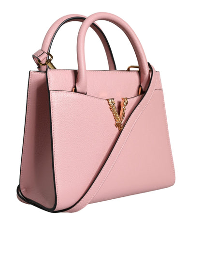  - Pink Small Top Handle Grainy Calf Leather Crossbody Bag