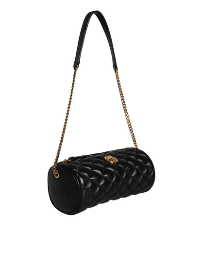  - Black Mini Quilted Lambskin Leather Crossbody Sling Bag