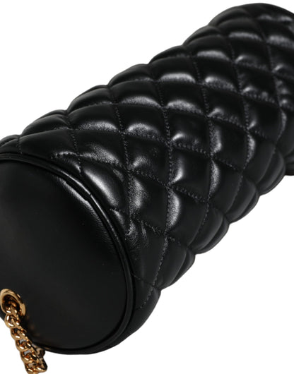  - Black Mini Quilted Lambskin Leather Crossbody Sling Bag