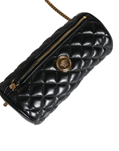  - Black Mini Quilted Lambskin Leather Crossbody Sling Bag