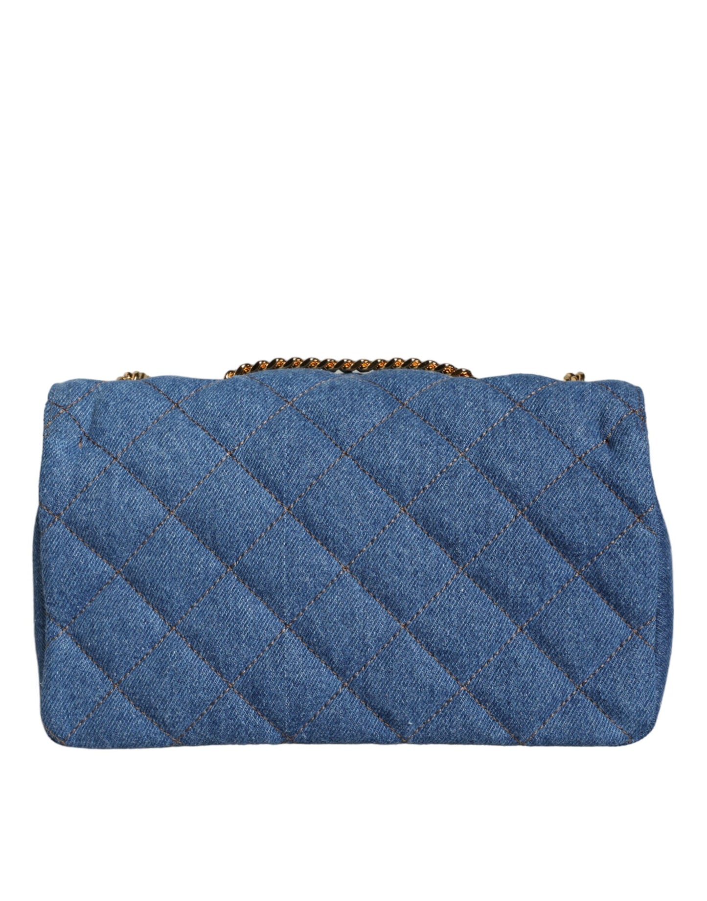  - Blue Quilted Denim Leather Crossbody Shoulder Bag