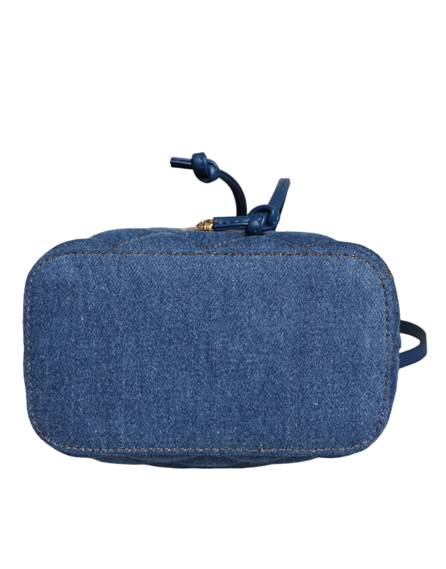  - Blue Quilted Denim Leather Crossbody Shoulder Bag