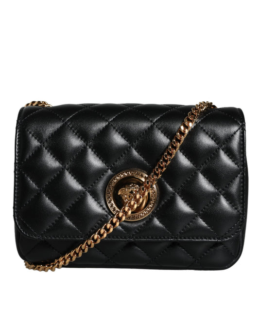  - Black Quilted Lambskin Leather Crossbody Shoulder Bag