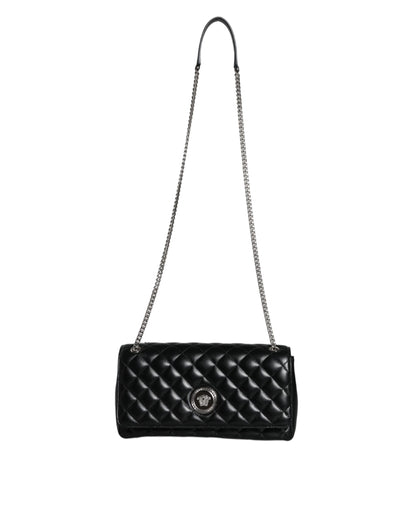  - Black Quilted Lambskin Leather Crossbody Shoulder Bag