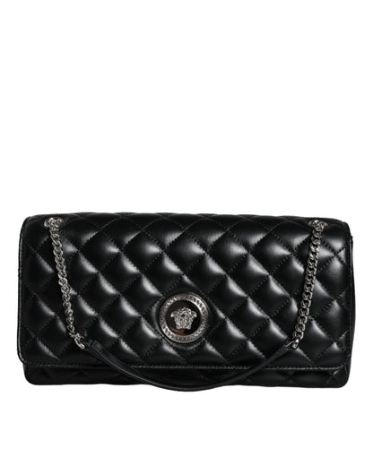  - Black Quilted Lambskin Leather Crossbody Shoulder Bag