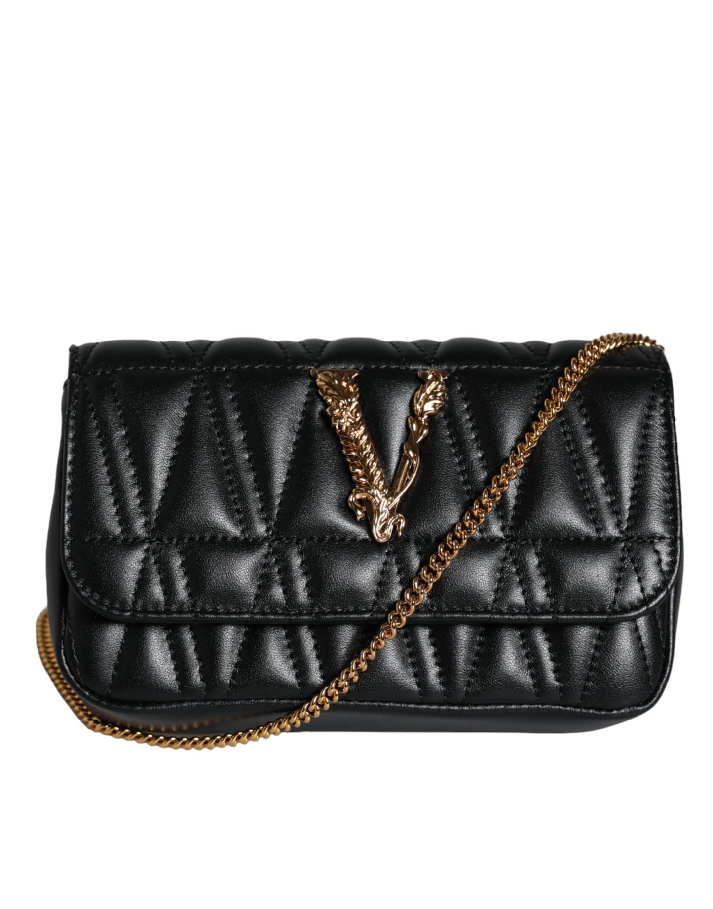  - Black Mini Nappa Leather Crossbody Shoulder Bag