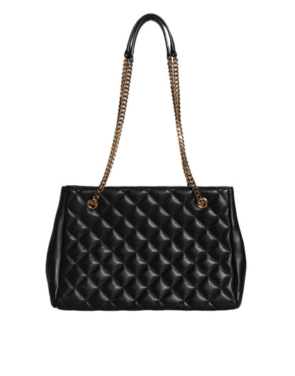  - Black Quilted Nappa Leather Shoulder Chain Strap Bag